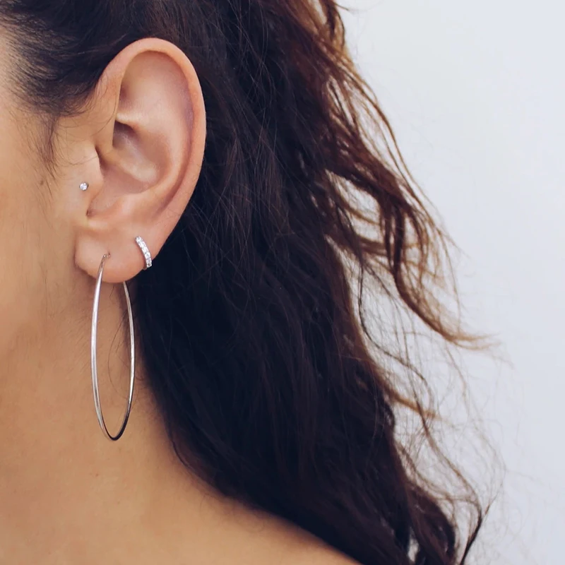 925 Sterling Silver Ear Buckle New Women Hoop Earrings Big Circle 57mm High Quality Jewelry For Fashion Ladies Birthday Gifts