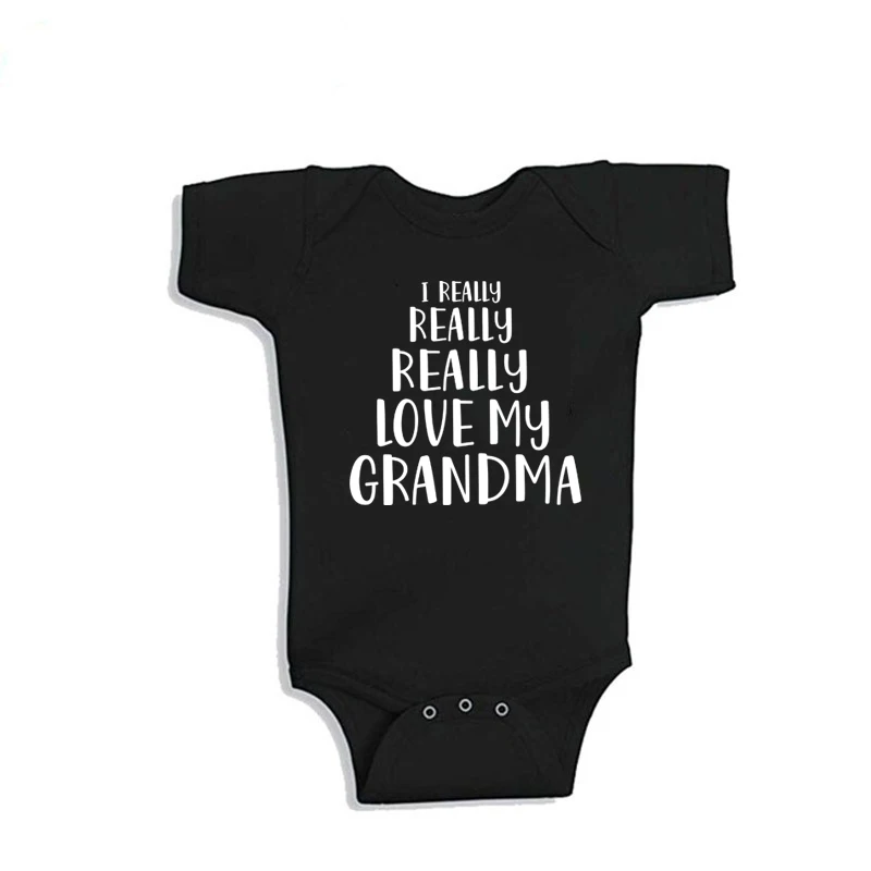 I REALLY REALLY Love my Grandma Printed Newborn Baby Bodysuit Cute Cotton Baby Boy Girls Onesies Rompers Body Baby Clothes