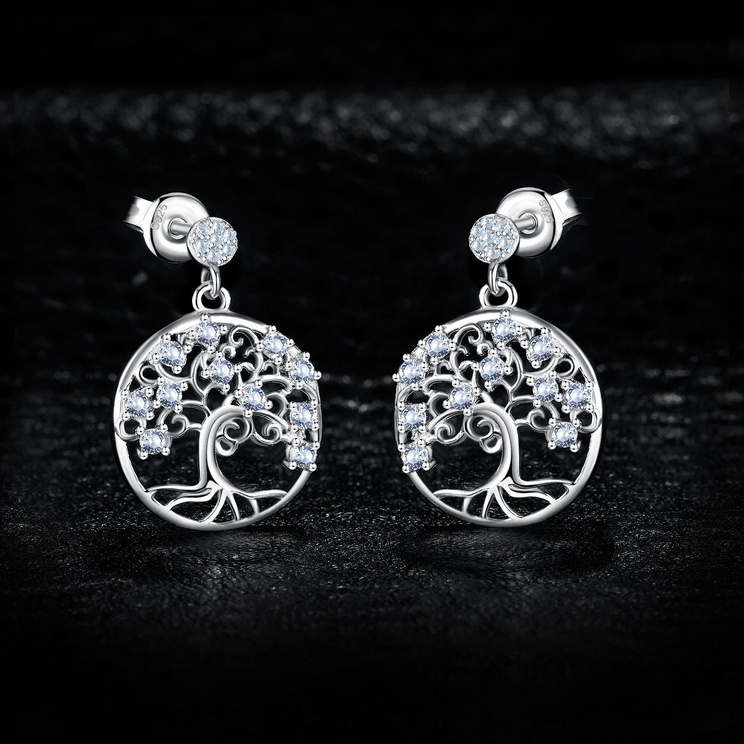 JewelryPalace Life Tree Created Blue Spinel 925 Sterling Silver Dangle Drop Earrings for Women Gemstone Jewelry Anniversary Gift