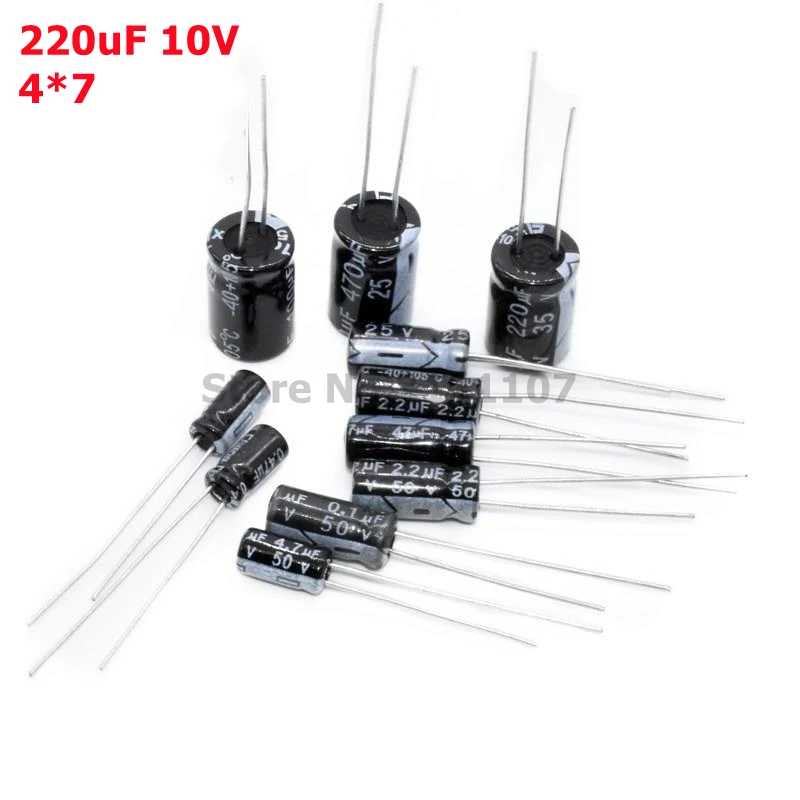 

20PCS/LOT 220uF 10V Aluminum electrolytic capacitor 10v 220uf 4*7 Electrolytic capacitor