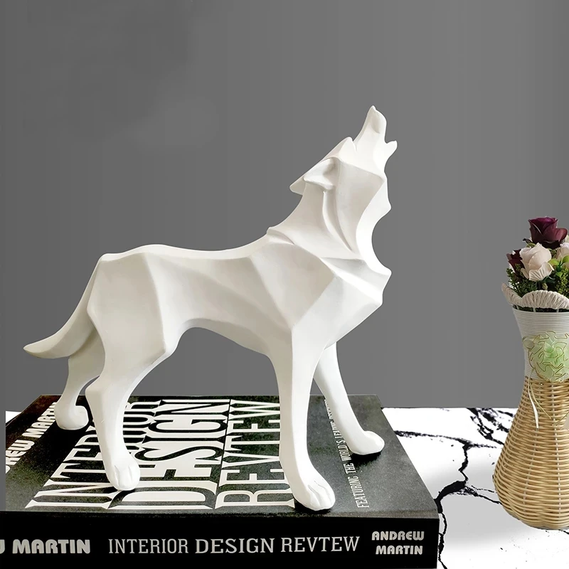 Escultura abstracta de tótem, perro Lobo, estatua geométrica de resina, muebles, accesoriosogar, decoración molo, artesanías