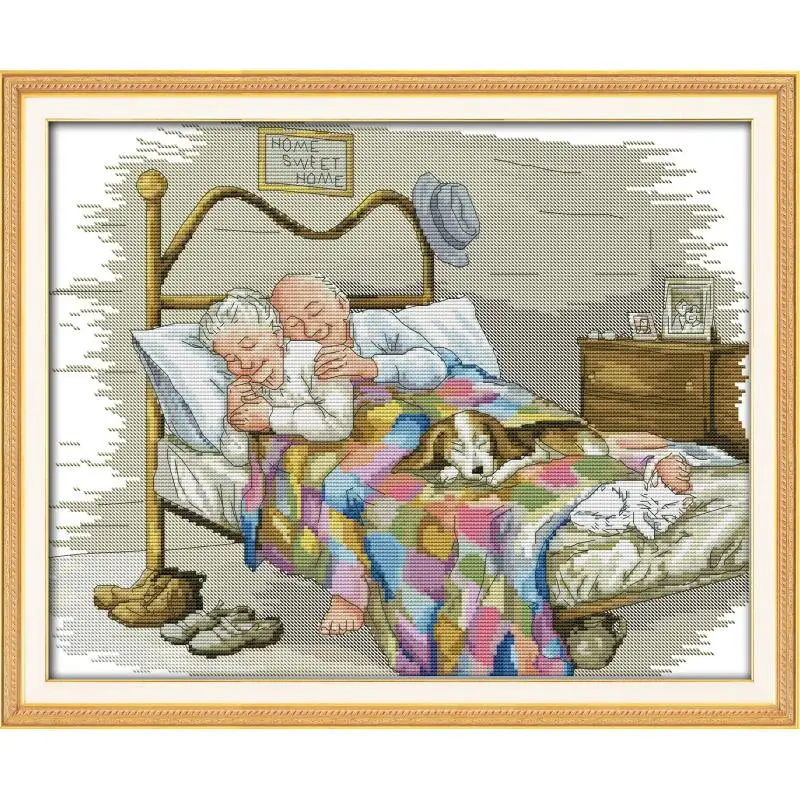 Joy Sunday The old married couple count cross stitch pattern kit 14CT 11CT precision canvas printing embroidery needlework set