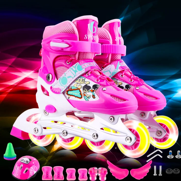 Children's single flash roller kids skates inline adjustable skates