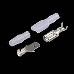 50Sets(200pcs) 4.8mm Wire Connectors Assorted Kit Crimp Female/Male Spade Terminals With Transparent Insulating Sleeves 4.8
