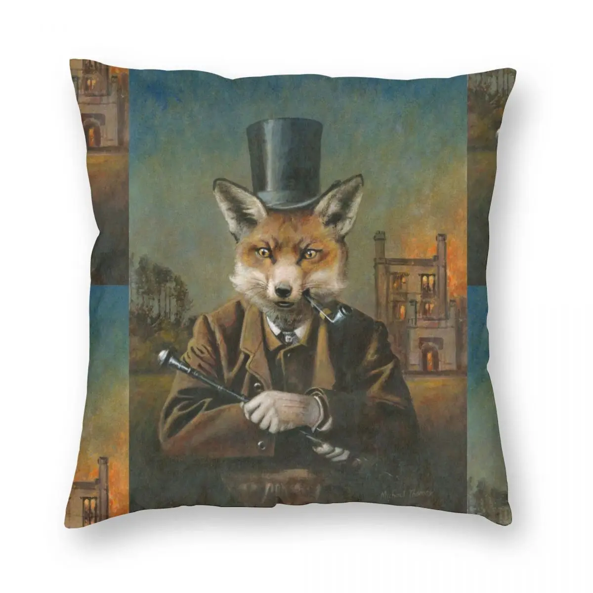 

Квадратная наволочка Dapper Fox из полиэстера и льна с бархатным рисунком на молнии