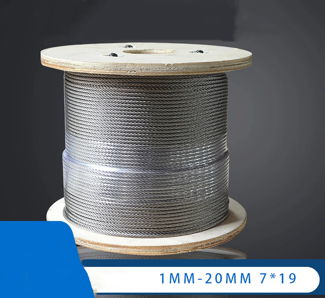 1Meter 304 Stainless Steel Wire Rope 7*19 Cable Clothesline 1mm/1.2mm/1.5mm/2mm/2.5mm-5mm Fishing Lifting Cable Rustproof