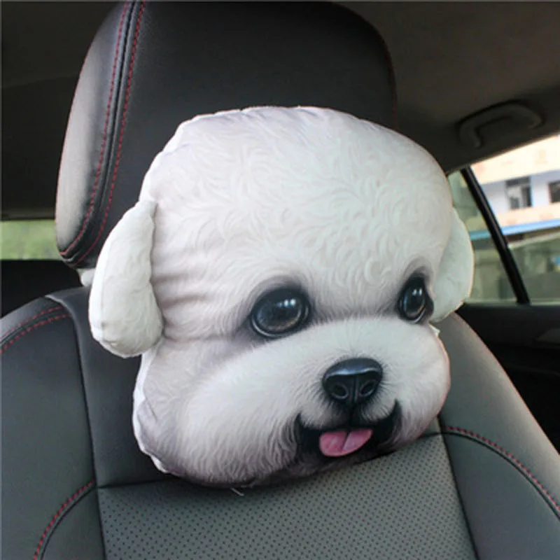 Fotelik samochodowy CHIZIYO z nadrukiem 3D Teddy psi zwierzęta poduszka pod szyję do samochodu Auto zagłówek poduszka Drop Shipping — zdjęcie 5