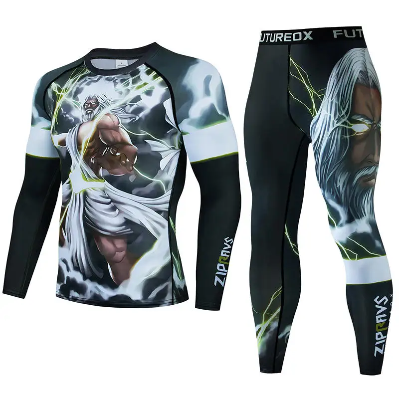 Męski strój sportowy Muay Thai MMA Kickboxing BJJ Rashguard T Shirts Rash Guard Fitness Tracksuit Boxing Jersey Zestaw do biegania 47