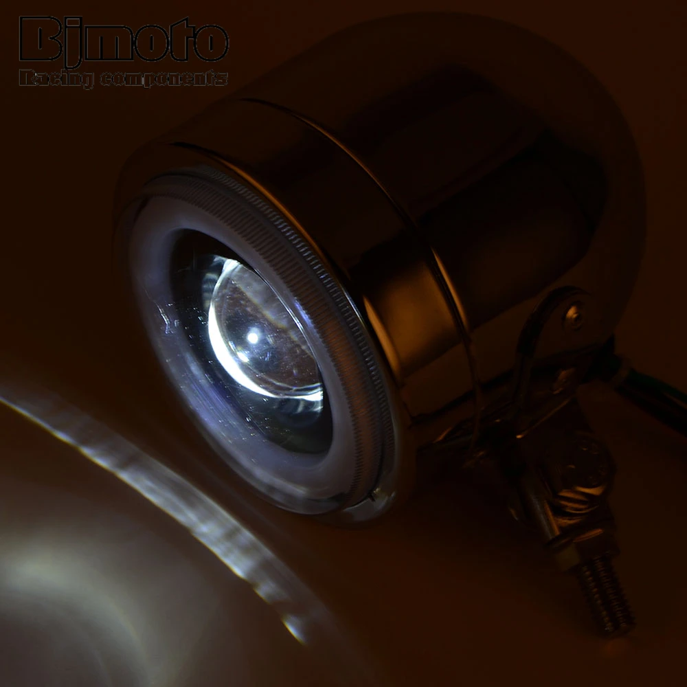 Luz LED halógena en ángulo, Faro de 4,5 pulgadas, 5W, 3W, para correr, M10, para Harley/ Yamaha, Suzuki, Kawasaki, Chopper, Cafe Racer