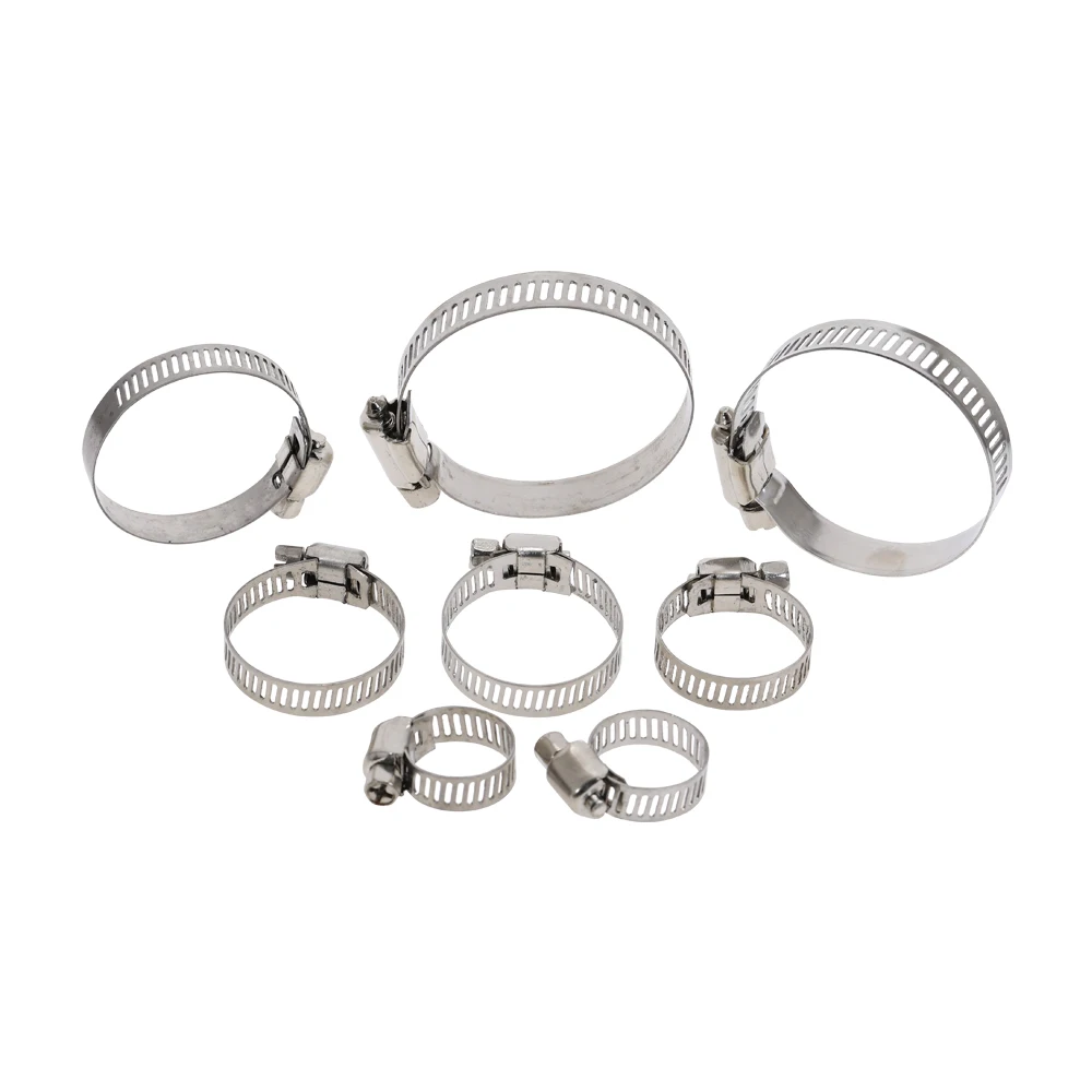 10pcs/lot High Quality Screw Worm Drive Hose Clamp 304 Stainless Steel Hose Hoop Pipe Clamp Clip