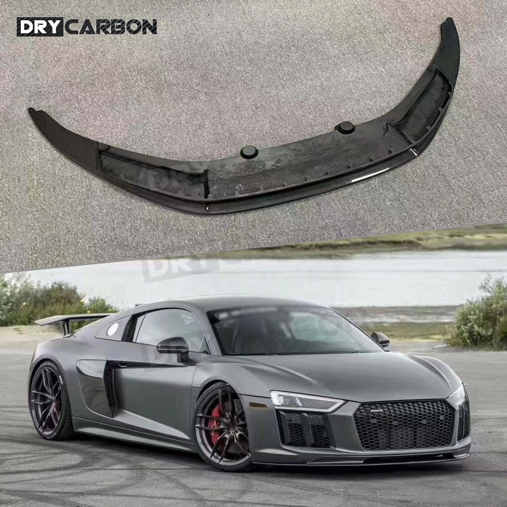 

For Audi R8 V8 V10 2017-2020 Dry Carbon Fiber Front Lip Apron Spoiler FRP Bumper Chin Protector Plate Car Styling