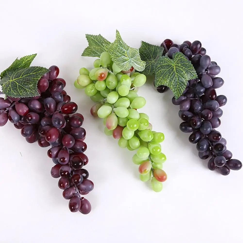 Real Touch Artificial Fruit Grapes Plastic Fake Leaves Christmas Home Garden Wedding Party Decoration Food Photography Props