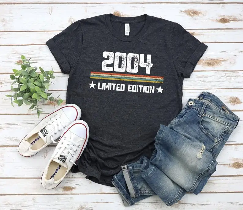 17 year old birthday gift ideas/2004 vintage shirt/17 year old personalized birthday gift summer round neck T-shirt unisex