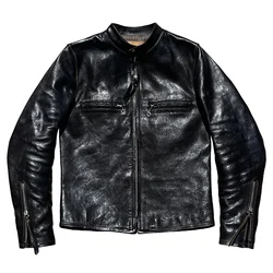 2022 Brand Luxury Cidu Popular J100 Tea Core Horsehide Jacket Slim Short Cool Rider Genuine Leather Coat Classic