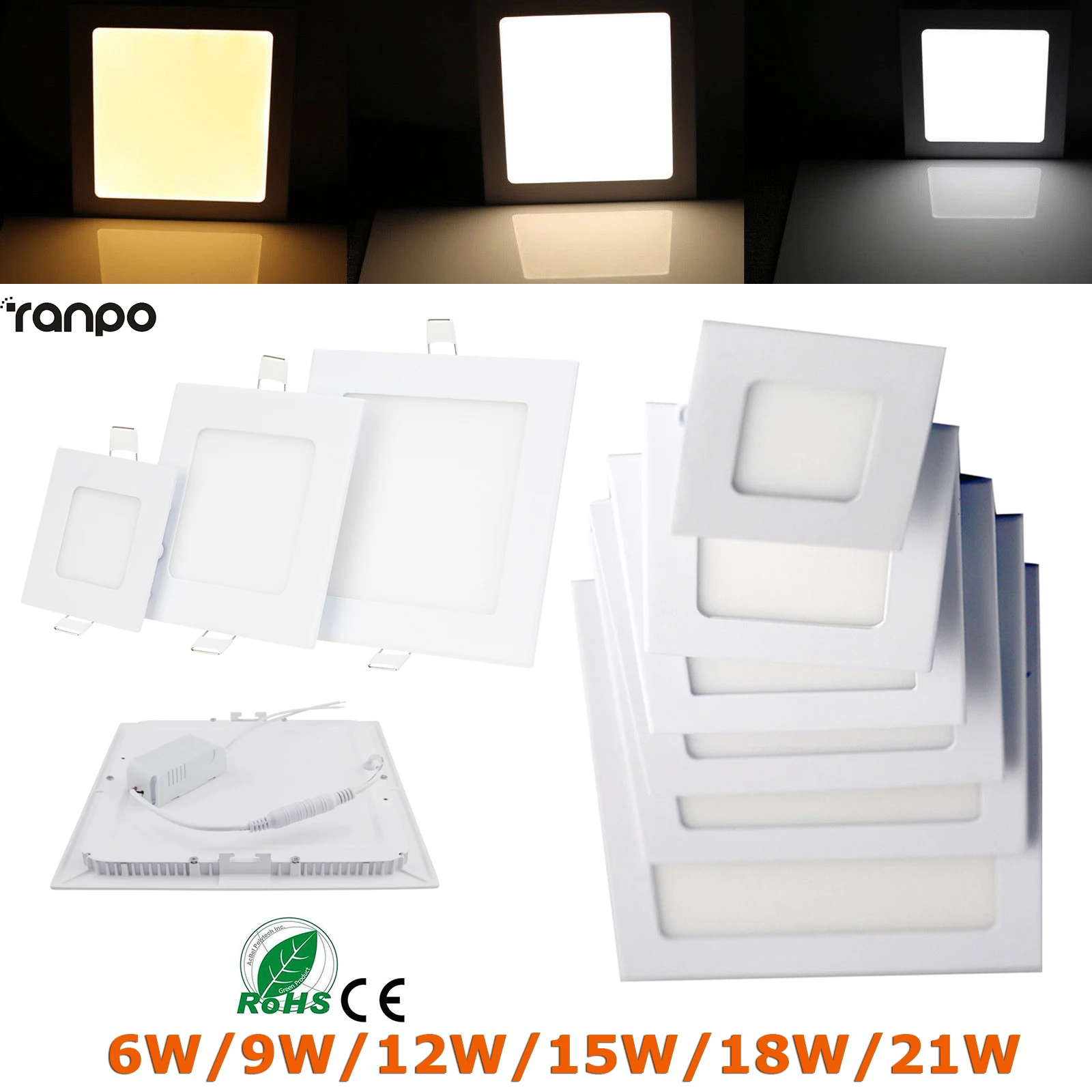 Imagem -02 - Luminária de Teto Led Quadrada Ultra Fina 6w21w Painel Embutido 110v-240v para Quarto Interno e Cozinha