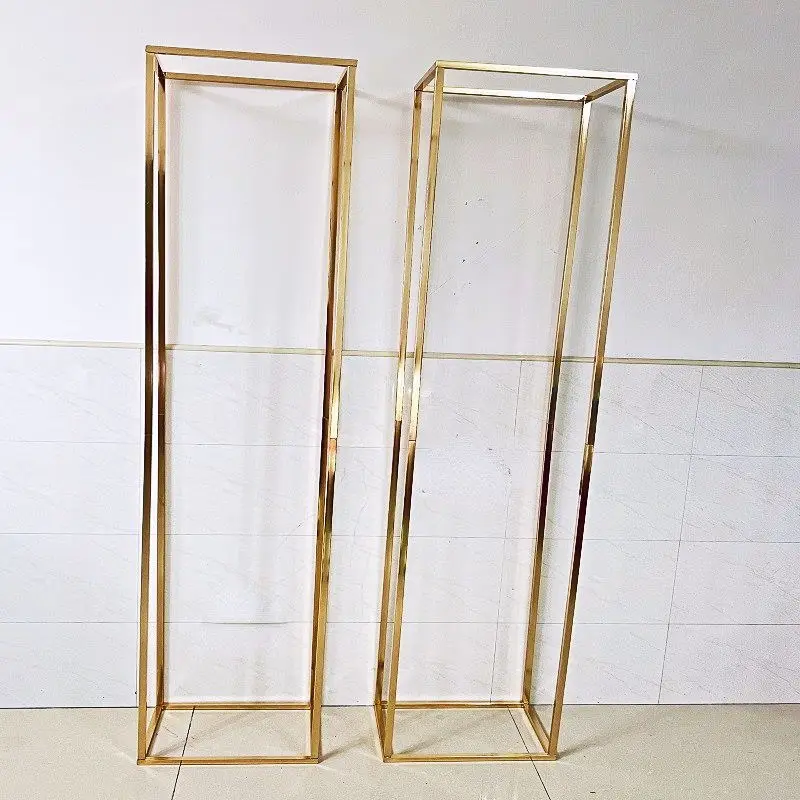 200 CM Tall Shiny Gold Iron Door Arch Frame Pillar Column Flower Stand Balloons Billboard Welcome Sign Hanging Rack For Backdrop