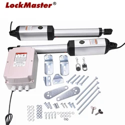 Lockmaster Automatic Gate Opener Kit Medium Duty Dual Gate Operator for Dual Swing Gates 24V Motor Double Arm Swing Gate Opener