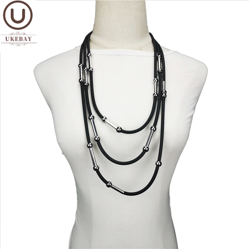 

UKEBAY New Choker Necklaces Handmade Rubber Necklace Women Jewelry Bohemia Statement Pendant Necklaces Travel Party Accessories