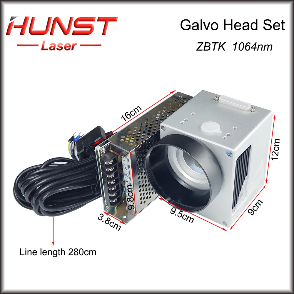 Hunst ZBTK Fiber Laser Scan Galvo Head Set 1064nm Apeature 10mm Galvanometer Scanner with Power Supply