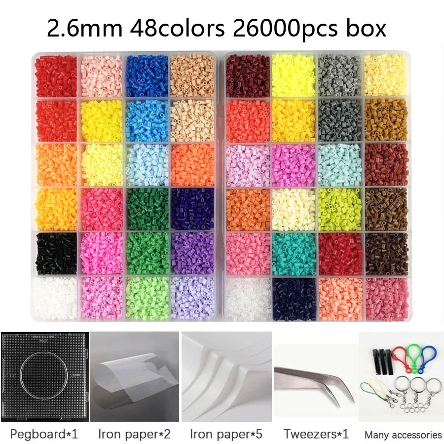 24/48/72 colors hama beads kit toy 2.6/5mm perler educational Kids 3D puzzles diy toys fuse beads pegboard sheets ironing paper