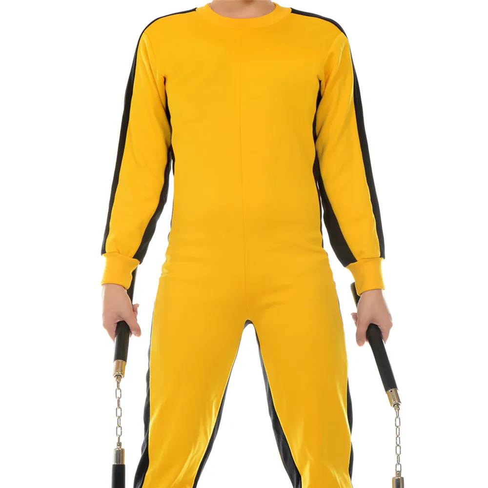 Setelan Game Of Death Jumpsuit Artis Bela Diri Kuning Baju Seragam Kung Fu Tiongkok Pakaian Olahraga Cosplay Film Pertarungan Halloween