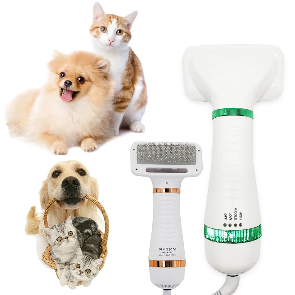 2-In-1 Portable Pet Dog Dryer Dog Hair Dryer And Comb Brush Pet Cat Hair Comb Dog Hair Blower Low Noise FOU99