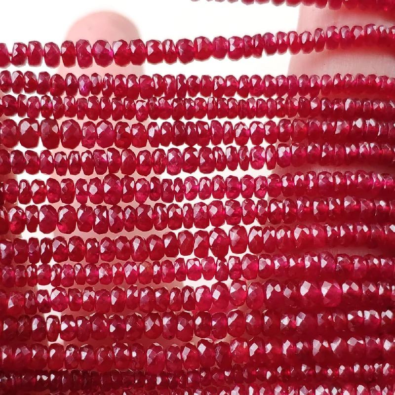 loose beads red Ruby roundelle faceted 2-3mm  for DIY jewelry making 40cm FPPJ wholesale beads nature gem stone