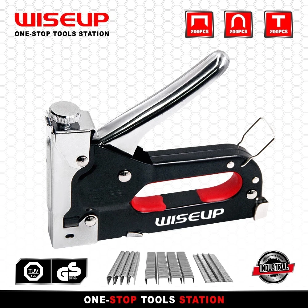WISEUP 3 In 1 네일건 DIY 가구 건설 스테이플러 장식품 스테이플러 600 스테이플 홈 장식 목공 도구 타카