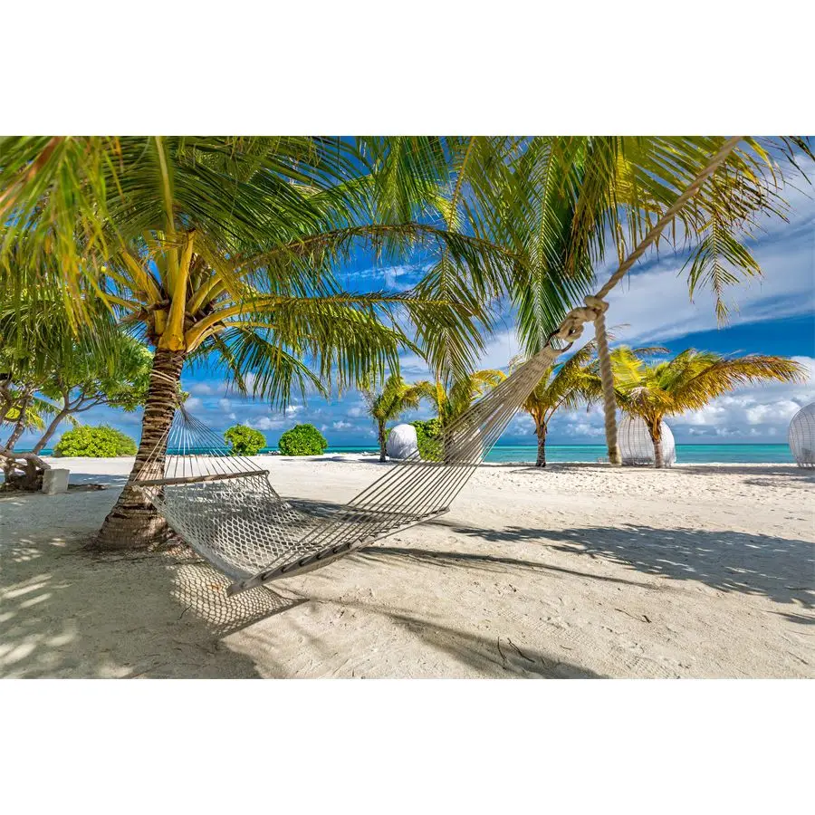 Summer Seaside Beach Palm Tree Hammock Scene Photography Backgrounds Vinyl Portrait Photographic Backdrops For Home Photo Studio