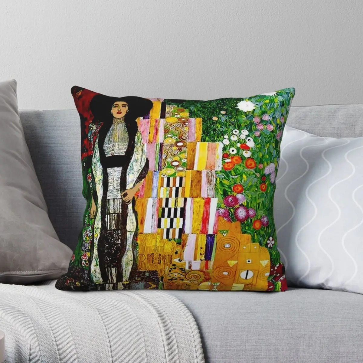 Gustav Klimt Vintage 1917 Adele Bloch Bauer Square Pillowcase Polyester Linen Velvet Zip Decor Pillow Case Home Cushion Cover