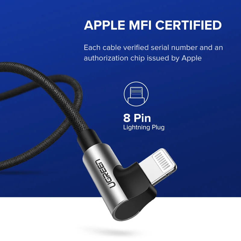 UGREEN MFi USB to Lightning Cable 2.4A Fast Charging for iPhone 14 13 12 Pro Max Data Cable for iPad Phone Charge Cable