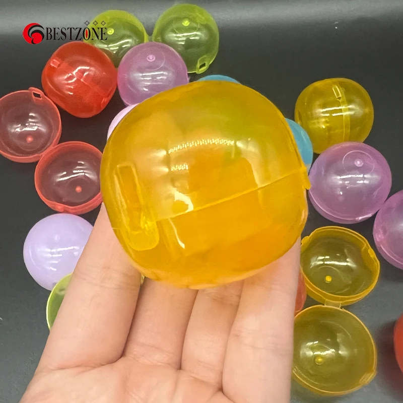 50Pcs 45*45mm Plastic PP Toy Colorful With Transparency Hinged Conjoined Ball Surprise Ball Easy Open Lock for Vending Machine