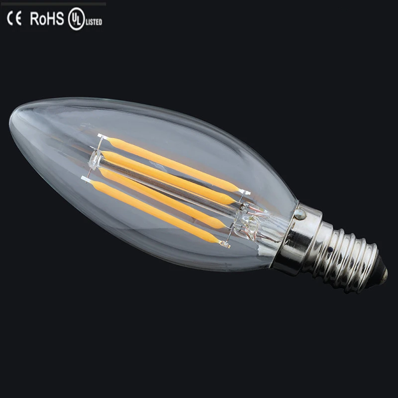 

Dimmable E14 LED Candle Bulb 2 4 6 Filaments AC 220V 240V Retro antique Glass Edison Lamp Vintage C35 Filament Light 360 Degree