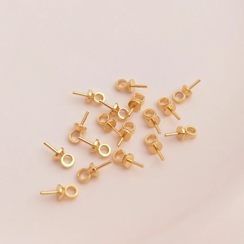 Plated True Gold Color-Preserving Half Hole Bead Caps Pendant Base DIY Jewelry Making Findings Accessories