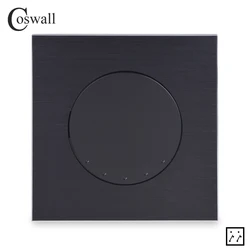 Coswall 1 Gang 3 Way Crossover Cross Conmutador Intermediate On / Off Wall Light Switch Black / Silver Grey Aluminum Metal Panel