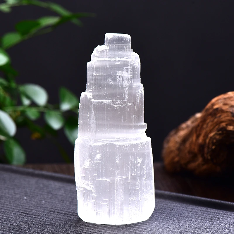 1PC Natural Selenite Lamp White Gemstones Ice Berg Hand Carved Lamp Around Crystal Ore Ornaments Craft Reiki Home Decor Collect