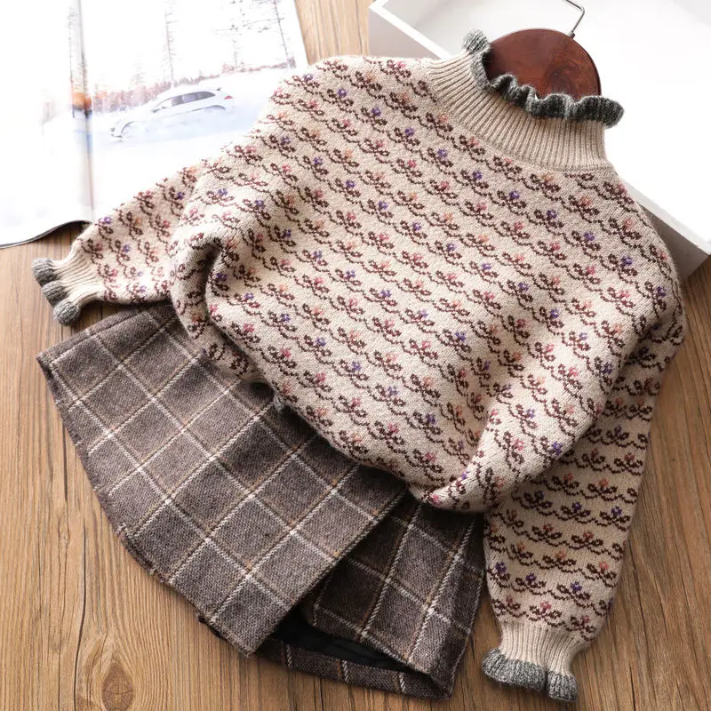 2021 Autumn Winter girls Pullover Sweater Kids  Knitting Sweater Children Soft Clothes girl Tops Outfit Clothing 2-14Y