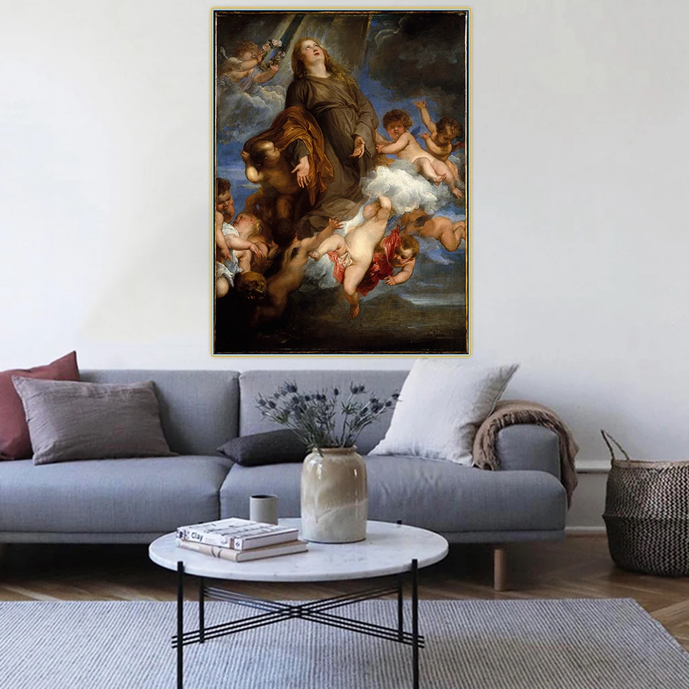 Citon Anthony van Dyck《Saint Rosalie Interceding for the Plague-stricken of Palermo》Canvas Oil Painting Home Interior Decoration