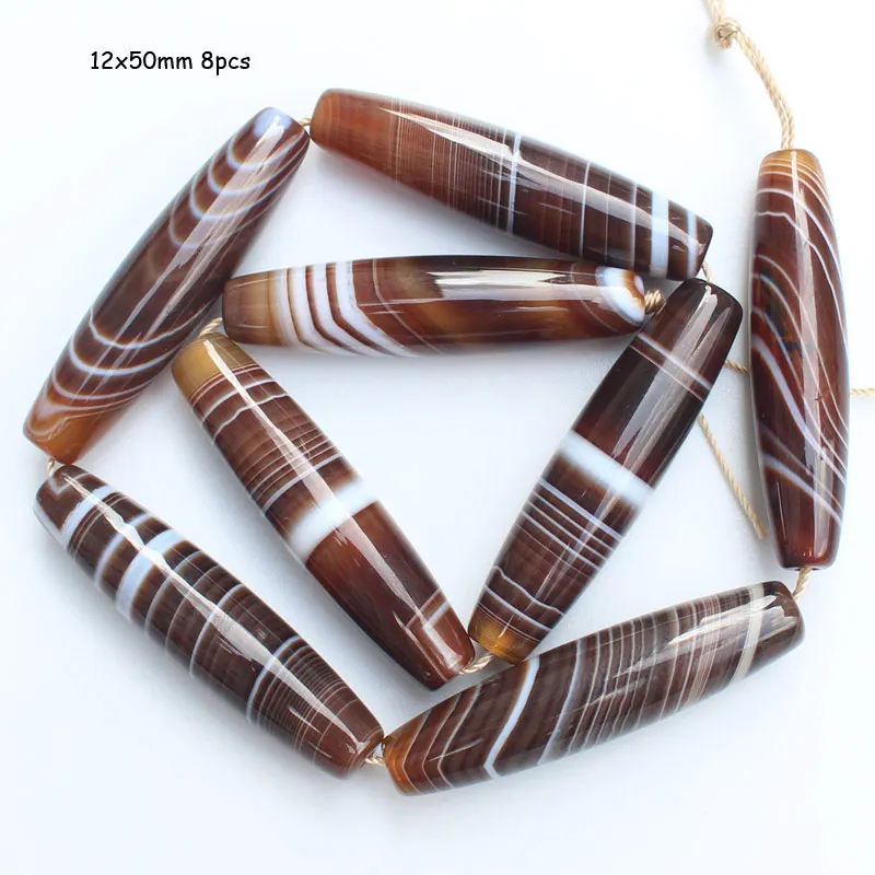 Beautiful 6-50mm Coffe Color Stripe agates Oval beads 15\