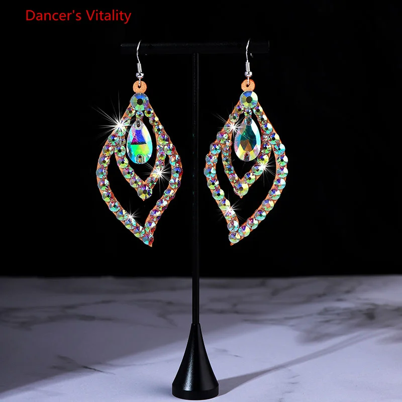 Belly Dance Accessory Womens Jewelry Bling Crystal Stones Earrings Sparkling Earrings Belly Dance Dangle Earrings 1 Pairs/Pack