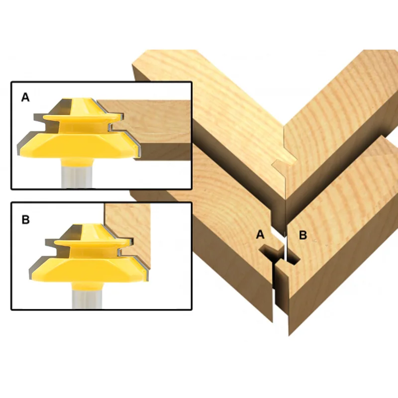 1/2  12mm Shank 45 degree tenon knife router bits  Woodworking Tenon Milling Cutter Tool Drilling Milling For Wood Carbide Alloy
