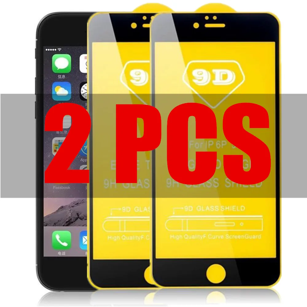 

2Pcs 9D Full Coverage Glass For iphone 8 plus Protective Glass on For iPhone 7 8 Plus 7plus 8plus 7G 8G 7+ Screen Protector Film