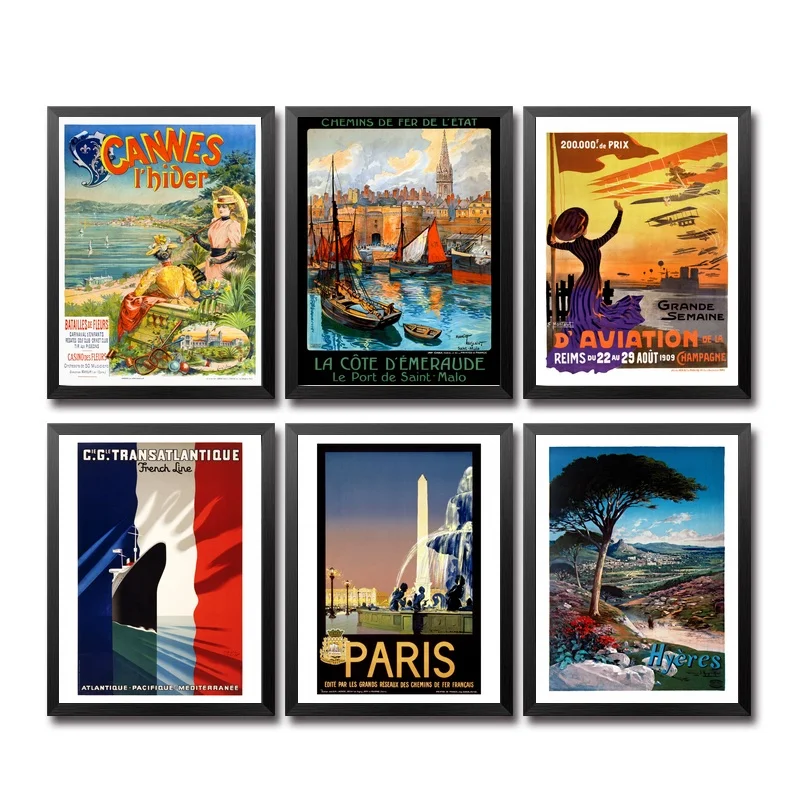 

France Cannes Malo Beautiful Girl Guyon Agay Paris Reims Vintage Travel Poster