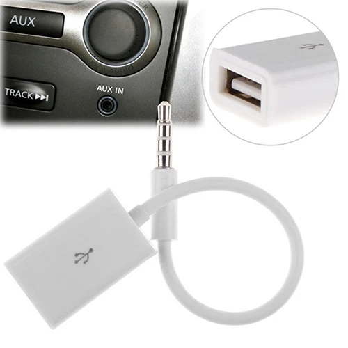 Car MP3 3.5mm Male AUX Audio Plug Jack to USB 2.0 Female Converter Cable Cord Connect U Disk Vehicle Navigation