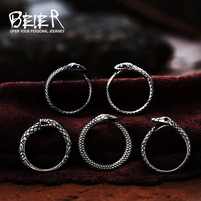 Beier 316L Stainless steel Animal Unique Cools snake men and women ring fashion high quality gift BR8-703