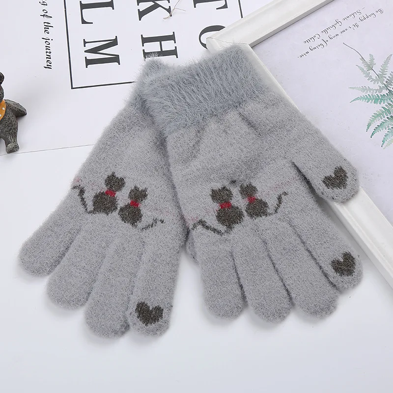 Wecute Child Gloves Junior High School Students Warm Gloves Outdoor Cycling Kawai Cat Plush Thickening for Boys Girls Best Gift