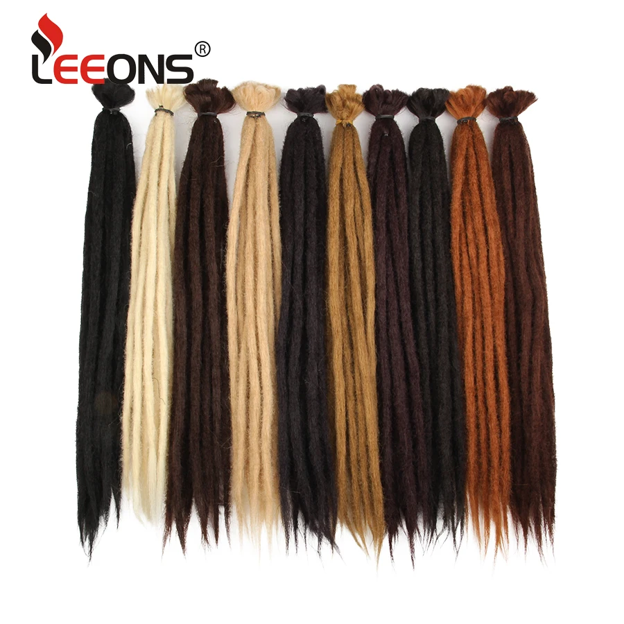 Leeons Synthetic Hair Handmade Dreadlocks Hair Extensions Crochet Hair Black Brown 1 Strands Dreadlock For Women And Men 20 Inch