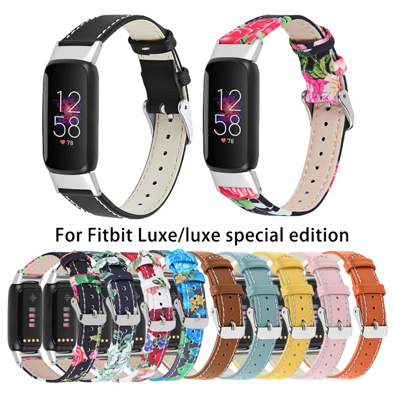 Leather Band For Fitbit Luxe Printing Pattern Sport Wrist Strap Accessories For Fitbit Luxe Special Edition Bracelet correa