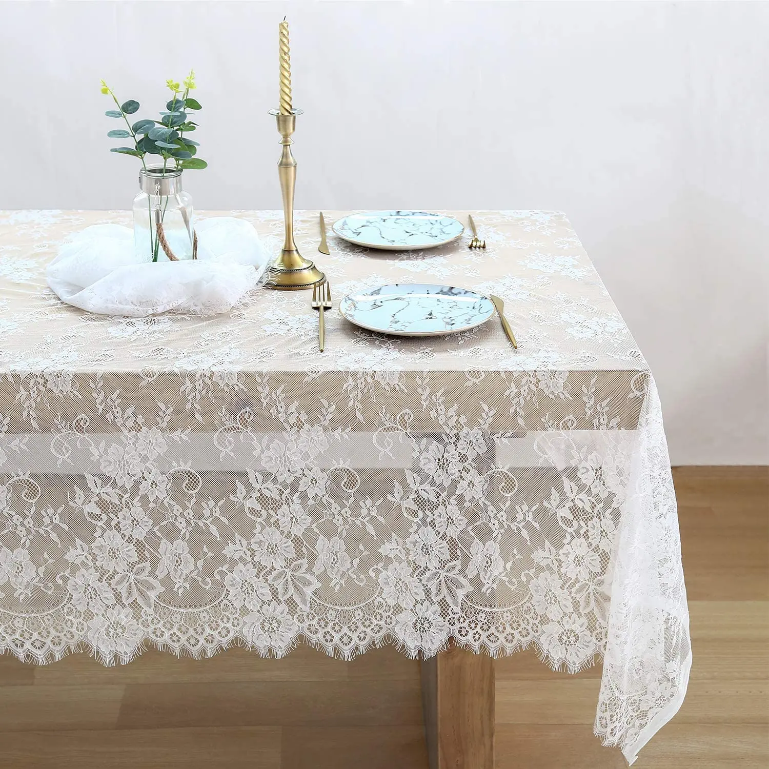 Fadesen new 150*300cm White Table Cloth Lace Decorative Hotel Wedding Party Dining Decorative Fabric Home Decor Lace Tablecloth