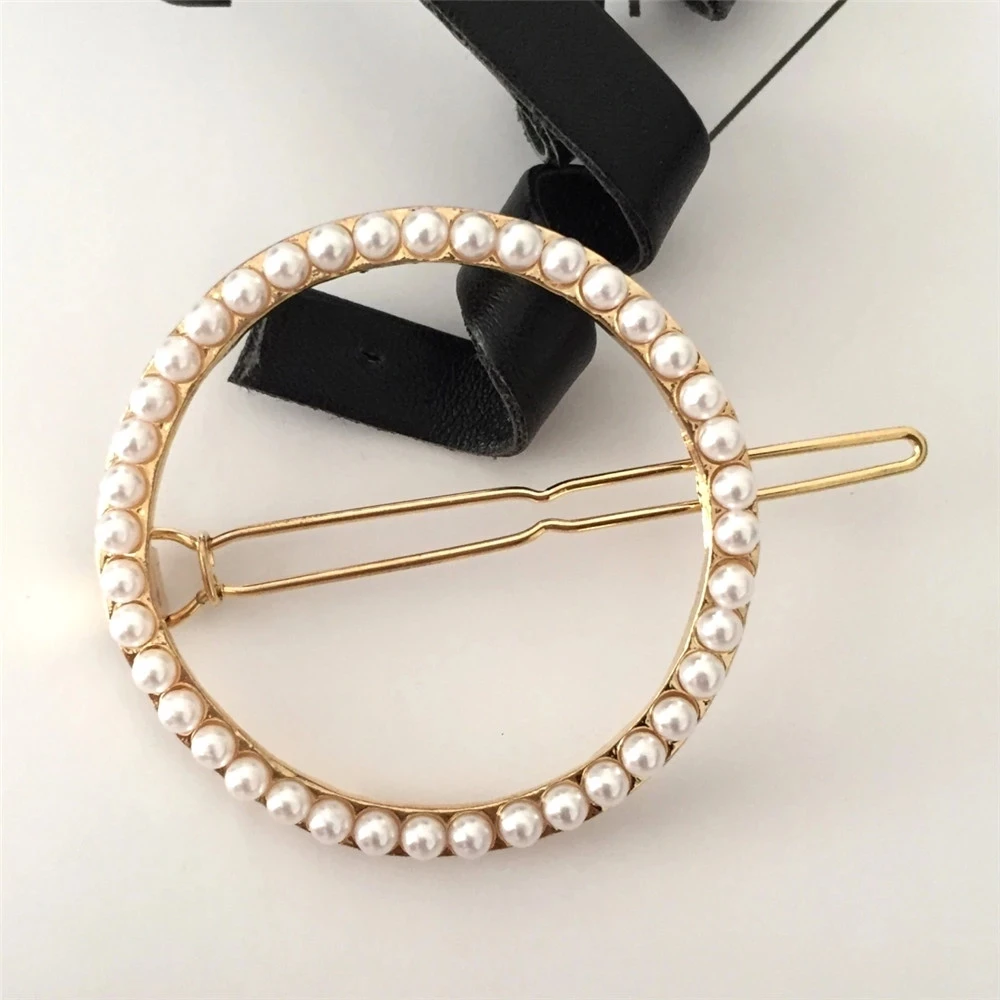 Handmade Pearls Hair Clips Pin for Women Fashion Geometric Flower Barrettes Headwear Girls Sweet Hairpins Hair Accessorie